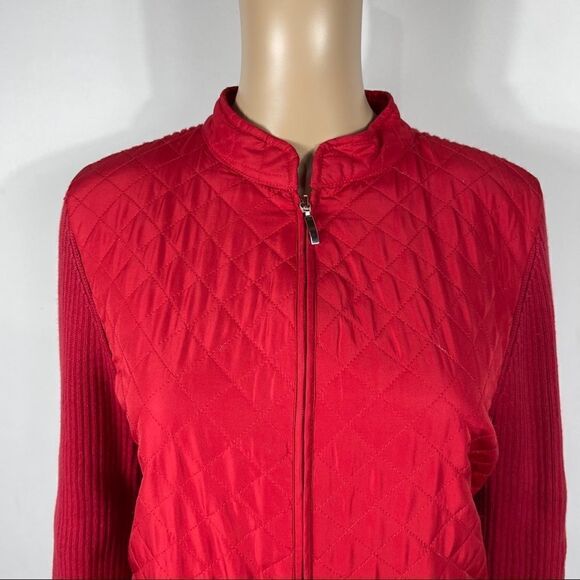 Petite Croft & Barrow Red Quilted Sweater Jacket - Picture 5 of 16